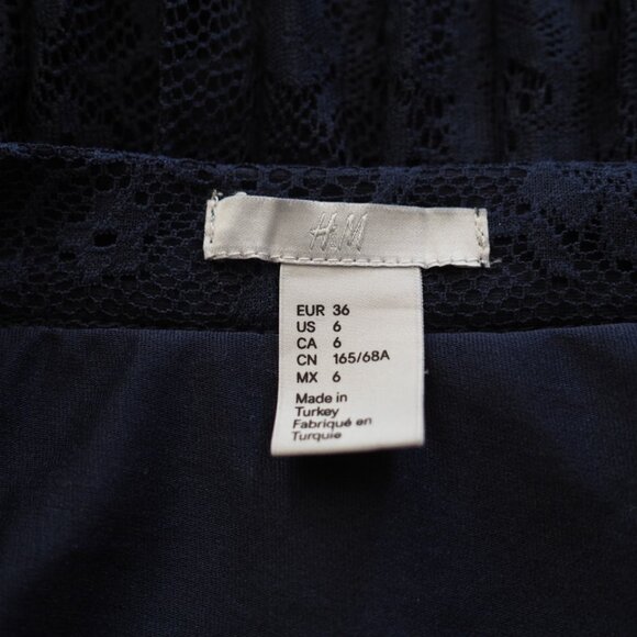 Dark Academia Gothic Romantic Partially Sheer Navy Lace Midi Skirt Whimsigoth - Picture 8 of 11